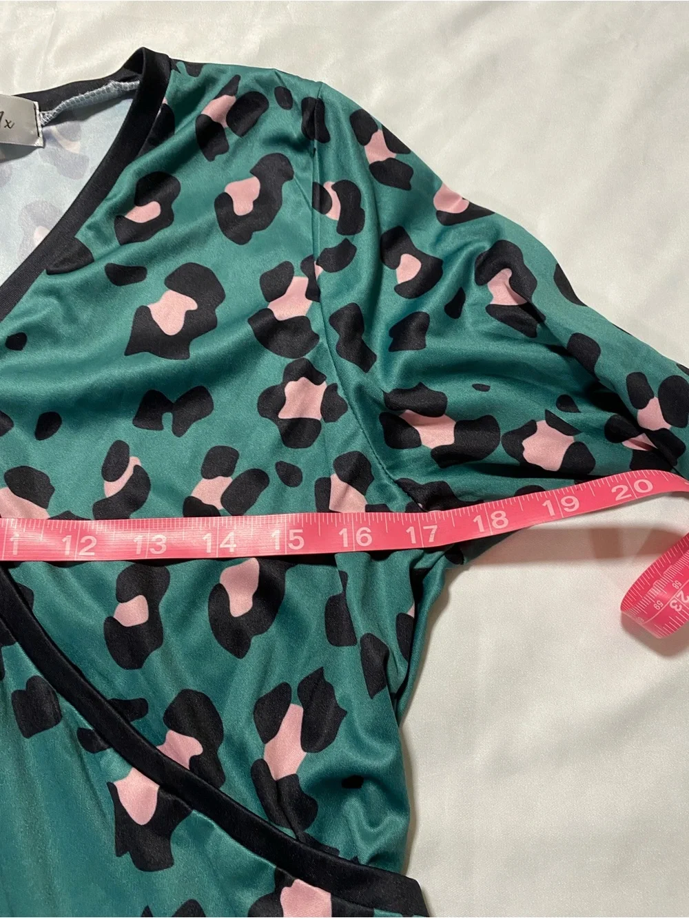 Women’s Green High-Low Dress with Pink & Black Leopard Print